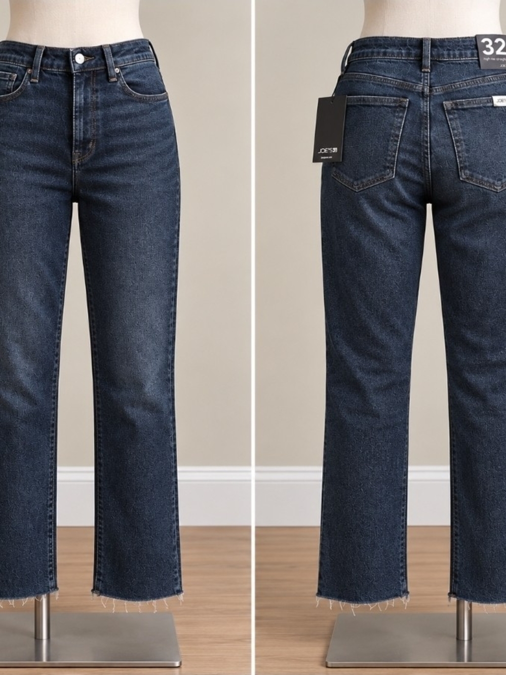 Joe’s Jeans Women’s High Rise Straight Jeans Dark Wash Raw Hem Size 32 NWT